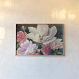 Flemish Fantasy Rose Crop by Julia Purinton. shown as a paper print in a natural frame. Available as a archival giclee rolled canvas, fine art paper, or poster print. SKU 32140i.