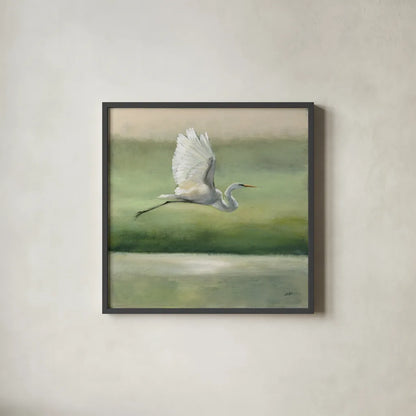 Flight by Julia Purinton. Shown in a sleek black glass frame for a contemporary gallery look. Available as an archival giclee rolled canvas, fine art paper, or poster print. SKU 76015a.