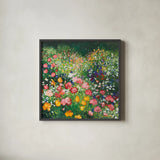 Floral Bounty by Julia Purinton. Shown in a sleek black glass frame for a contemporary gallery look. Available as an archival giclee rolled canvas, fine art paper, or poster print. SKU 95721a.