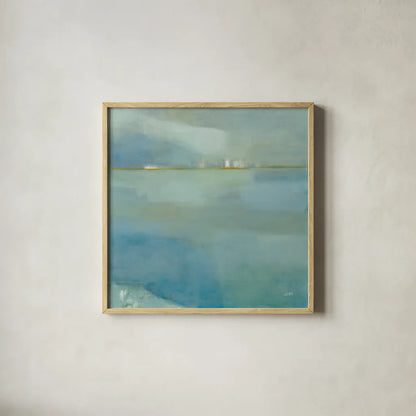 Fog and Dew by Julia Purinton. Shown in a natural wood glass frame for a timeless modern aesthetic. Available as an archival giclee rolled canvas, fine art paper, or poster print. SKU 81290a.
