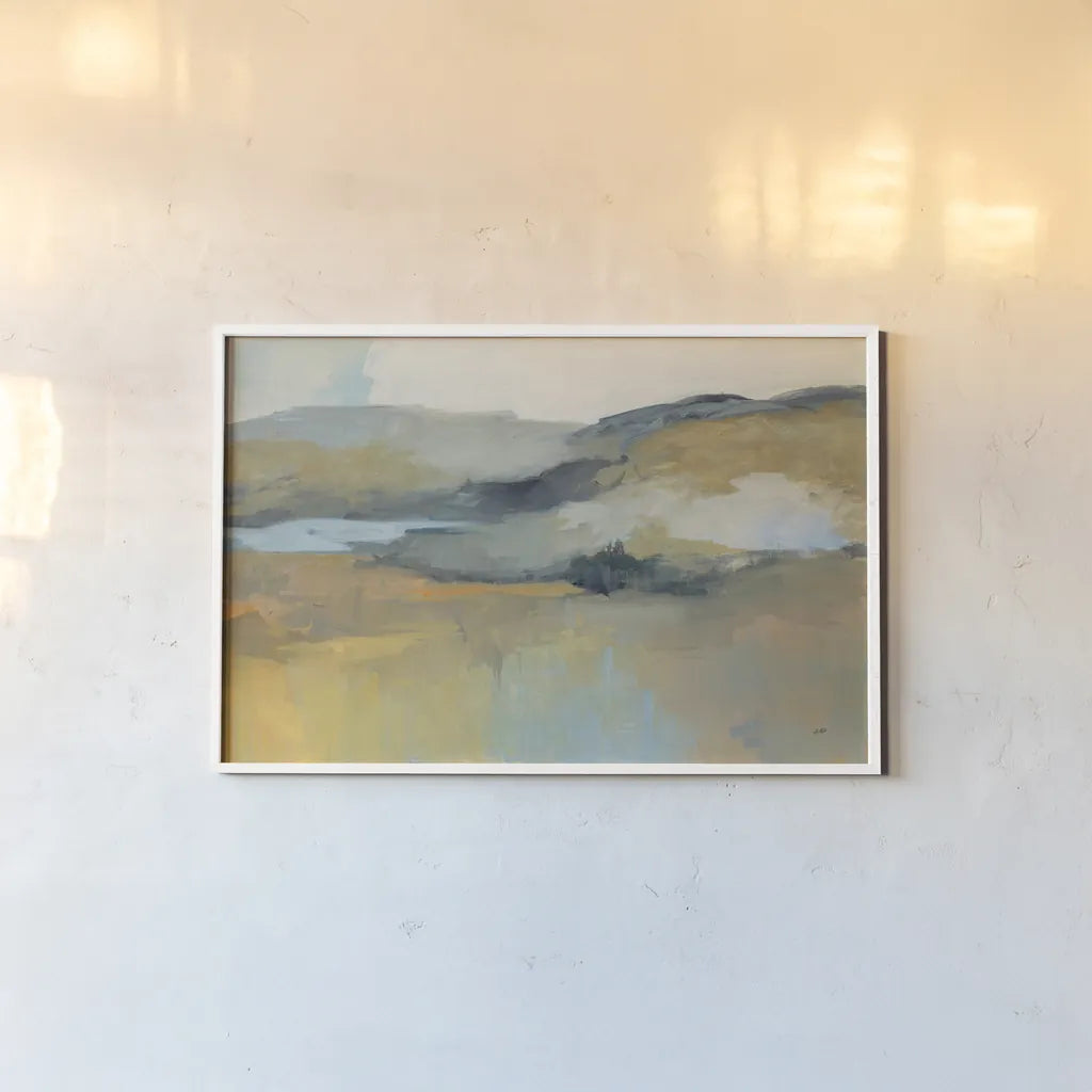 Folded Hills by Julia Purinton. shown as a paper print in a white frame. Available as a archival giclee rolled canvas, fine art paper, or poster print. SKU 79247i.