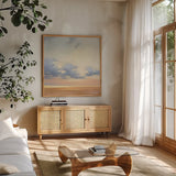 Follow the Leader by Julia Purinton. Shown in a natural wood frame in a cozy modern living room. Available as an archival giclee rolled canvas, fine art paper, or poster print. SKU 33431a.