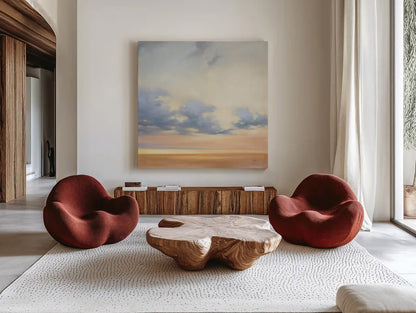 Follow the Leader by Julia Purinton. Shown as extra-large giant wall art in a modern living room. Available as an archival giclee rolled canvas, fine art paper, or poster print. SKU 33431a.