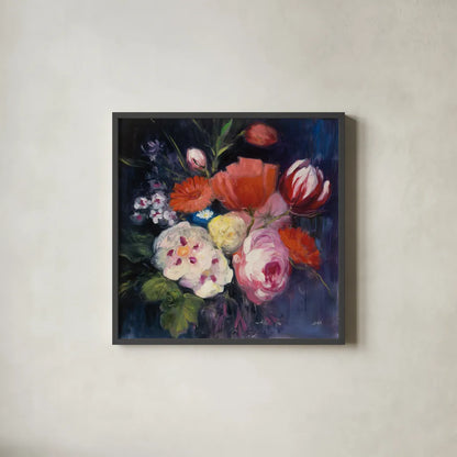 Fresh Cut by Julia Purinton. Shown in a sleek black glass frame for a contemporary gallery look. Available as an archival giclee rolled canvas, fine art paper, or poster print. SKU 16107a.
