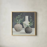 Fresh Vessels I by Julia Purinton. Shown in a natural wood glass frame for a timeless modern aesthetic. Available as an archival giclee rolled canvas, fine art paper, or poster print. SKU 86294a.