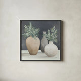 Fresh Vessels II by Julia Purinton. Shown in a sleek black glass frame for a contemporary gallery look. Available as an archival giclee rolled canvas, fine art paper, or poster print. SKU 86295a.
