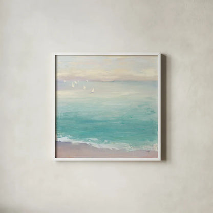 From the Shore by Julia Purinton. Shown in a crisp white glass frame for a clean and minimalist style. Available as an archival giclee rolled canvas, fine art paper, or poster print. SKU 43393a.