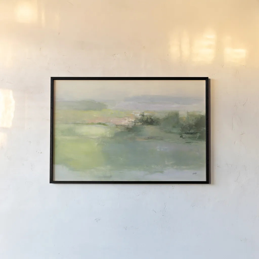 Gentle World by Julia Purinton. shown as a paper print in a black flame. Available as a archival giclee rolled canvas, fine art paper, or poster print. SKU 68558i.