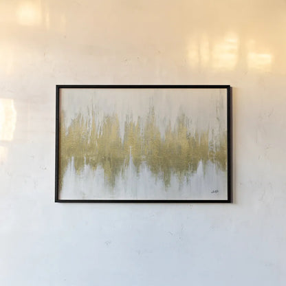 Glimmer I Brushed Gold Crop by Julia Purinton. shown as a paper print in a black flame. Available as a archival giclee rolled canvas, fine art paper, or poster print. SKU 84849i.