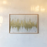 Glimmer I Brushed Gold Crop by Julia Purinton. shown as a paper print in a natural frame. Available as a archival giclee rolled canvas, fine art paper, or poster print. SKU 84849i.