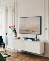 Going Home by Julia Purinton. shown as a framed stretched canvas in a living room above a console. Available as a archival giclee rolled canvas, fine art paper, or poster print. SKU 87671i.