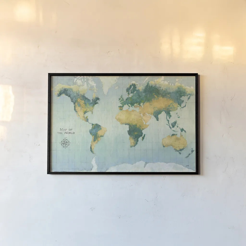 Golden Earth by Julia Purinton. shown as a paper print in a black flame. Available as a archival giclee rolled canvas, fine art paper, or poster print. SKU 53228i.