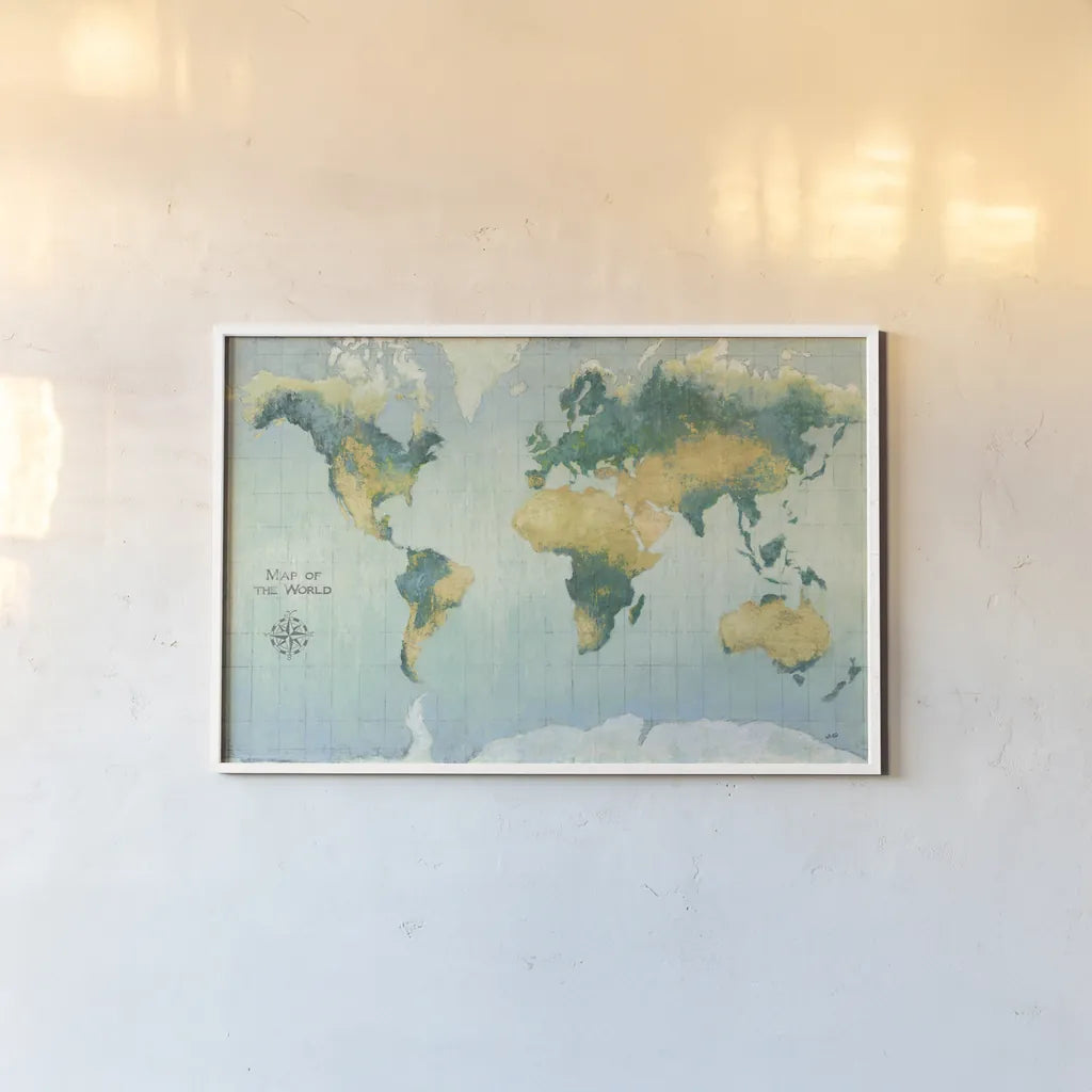 Golden Earth by Julia Purinton. shown as a paper print in a white frame. Available as a archival giclee rolled canvas, fine art paper, or poster print. SKU 53228i.