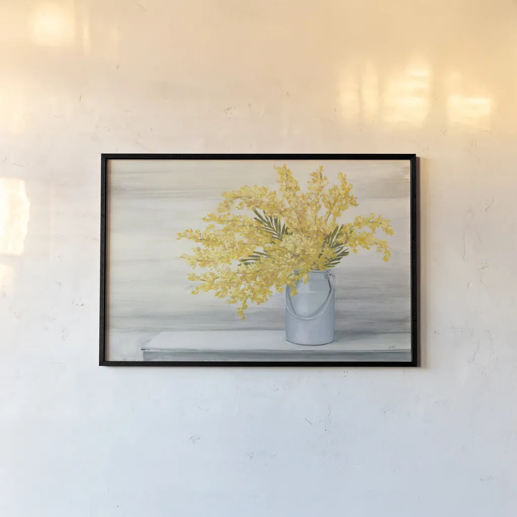 Golden Fall Cuttings by Julia Purinton. shown as a paper print in a black flame. Available as a archival giclee rolled canvas, fine art paper, or poster print. SKU 66551i.