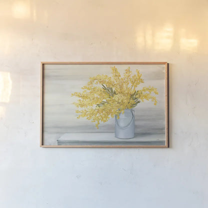 Golden Fall Cuttings by Julia Purinton. shown as a paper print in a natural frame. Available as a archival giclee rolled canvas, fine art paper, or poster print. SKU 66551i.