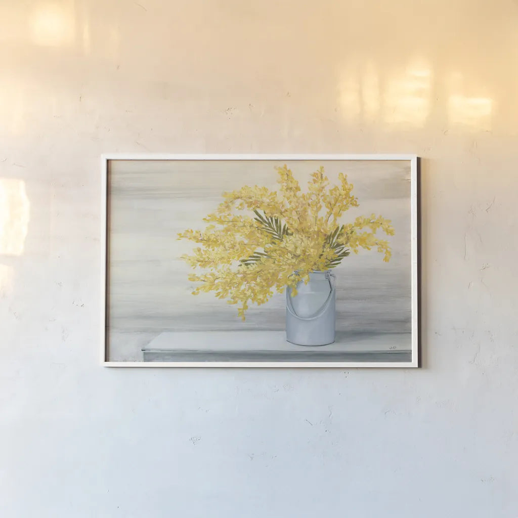 Golden Fall Cuttings by Julia Purinton. shown as a paper print in a white frame. Available as a archival giclee rolled canvas, fine art paper, or poster print. SKU 66551i.