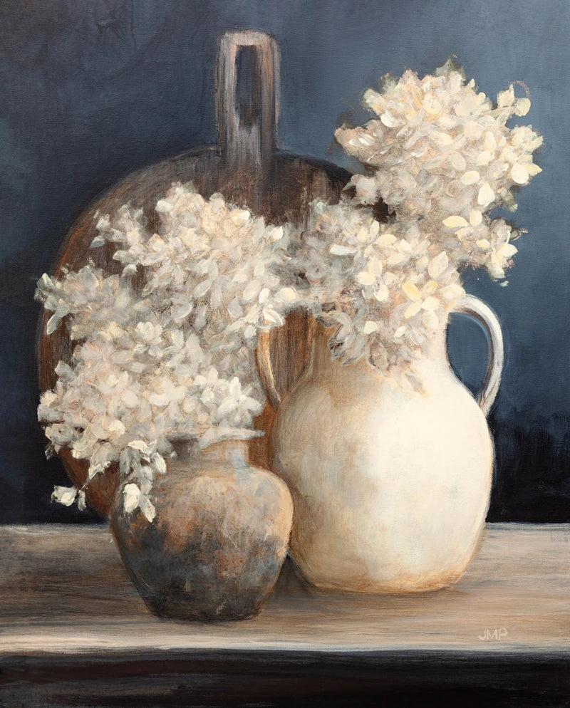 Golden Hydrangeas I White by Julia Purinton