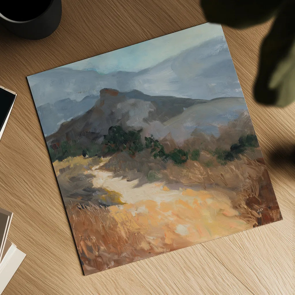 Golden Trail by Julia Purinton. Shown as a detailed flat fine art print, highlighting archival giclee quality. Available as an archival giclee rolled canvas, fine art paper, or poster print. SKU 95728a.