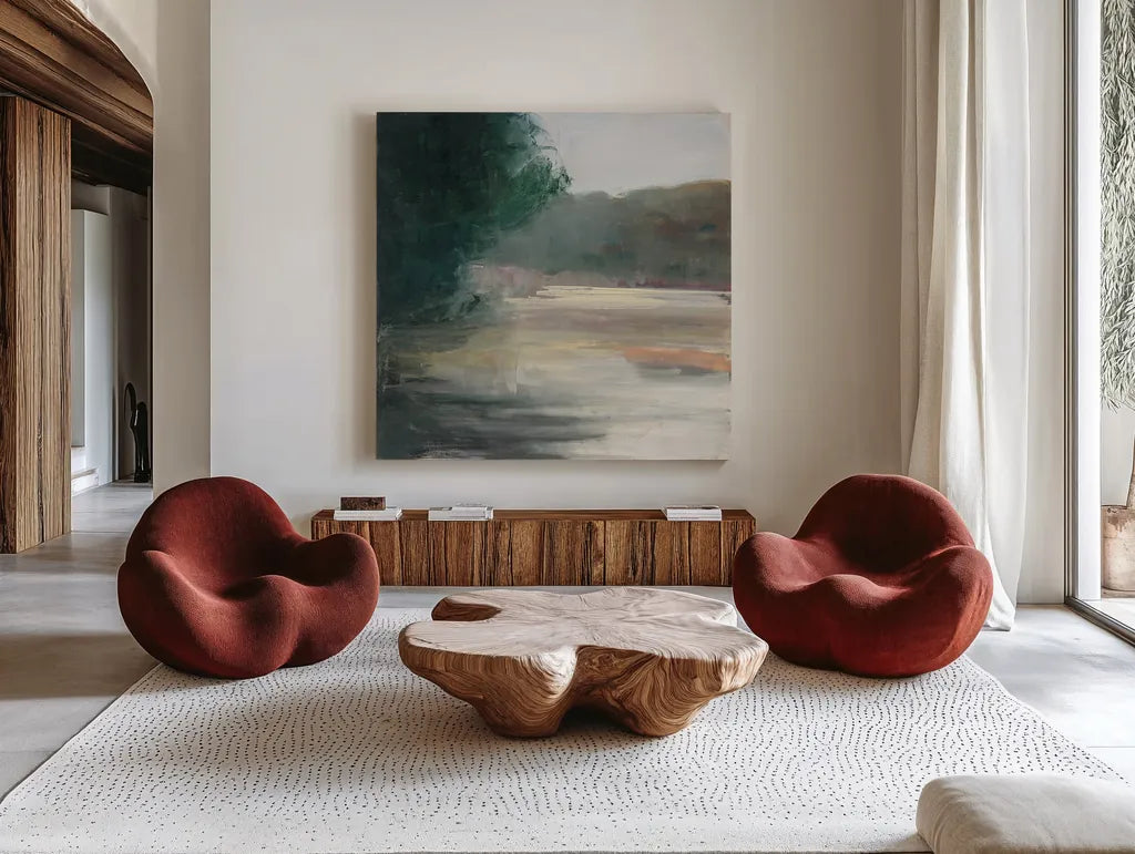 Gosling by Julia Purinton. Shown as extra-large giant wall art in a modern living room. Available as an archival giclee rolled canvas, fine art paper, or poster print. SKU 27871a.