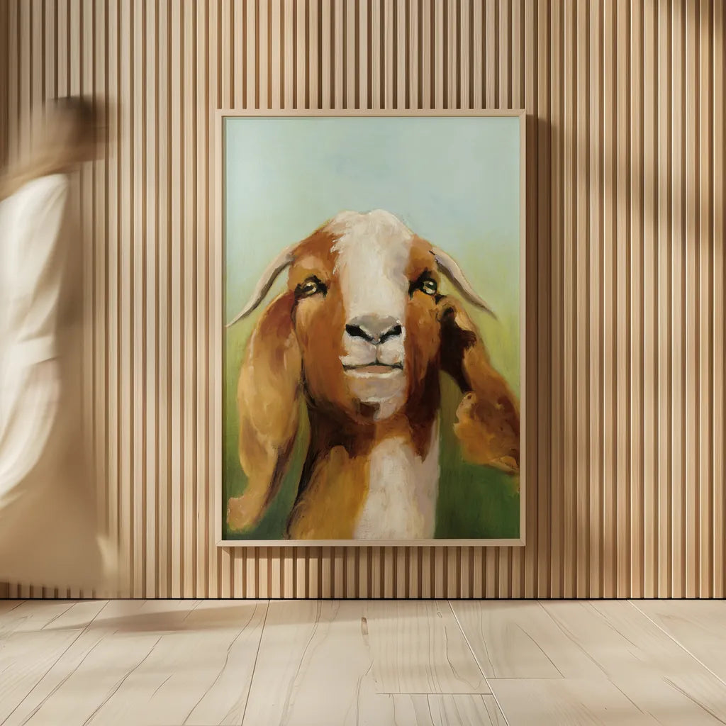 Got Your Goat v2 Crop by Julia Purinton. shown as over sized large wall art. Available as an archival giclee rolled canvas, fine art paper, or poster print. SKU 37032h.