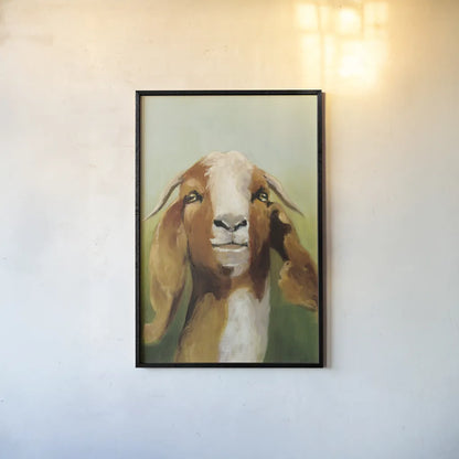 Got Your Goat v2 Crop by Julia Purinton. shown as a paper print in a black flame. Available as a archival giclee rolled canvas, fine art paper, or poster print. SKU 37032h.