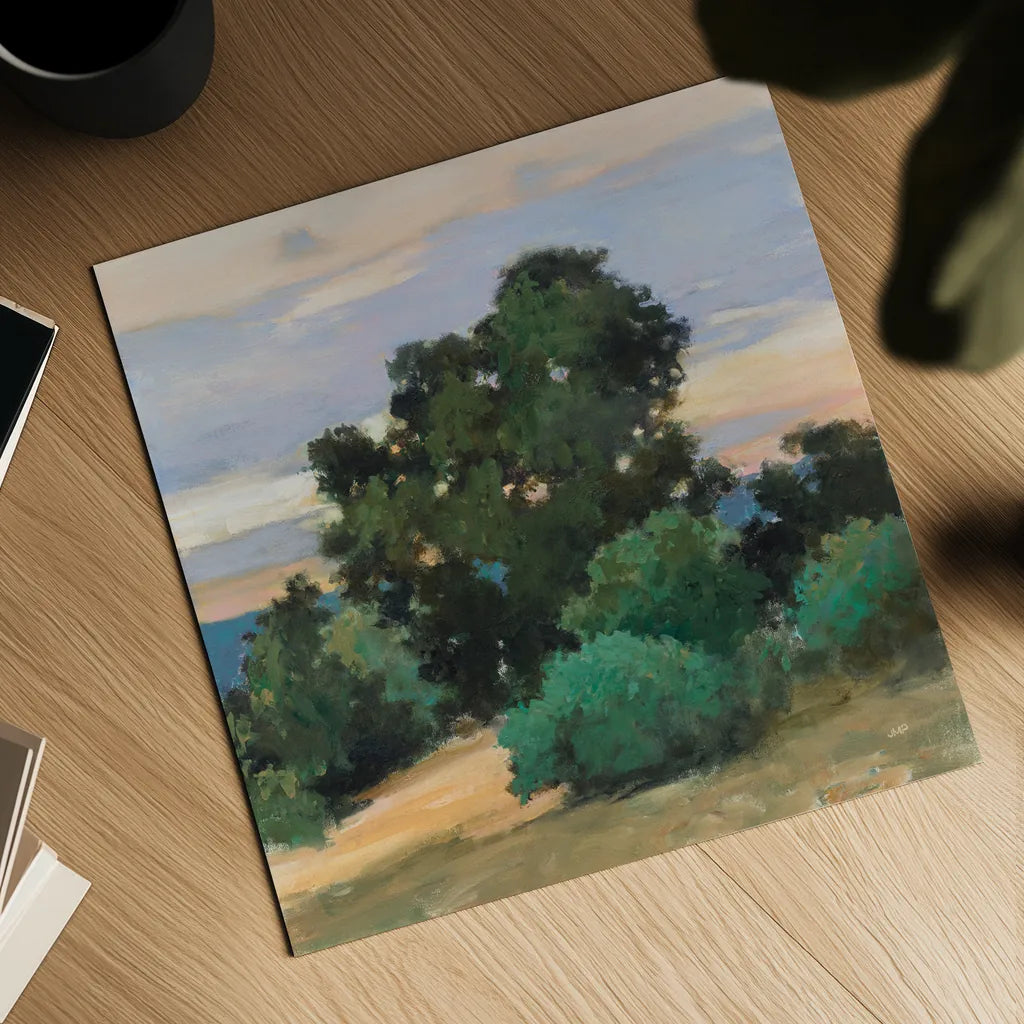 Grove at Dusk by Julia Purinton. Shown as a detailed flat fine art print, highlighting archival giclee quality. Available as an archival giclee rolled canvas, fine art paper, or poster print. SKU 95729a.