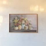 Harvest Bouquet by Julia Purinton. shown as a paper print in a natural frame. Available as a archival giclee rolled canvas, fine art paper, or poster print. SKU 81907i.