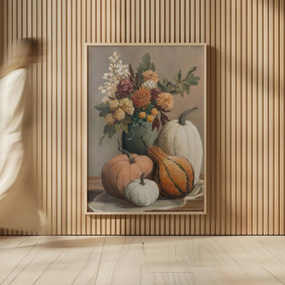 Harvest Still Life I by Julia Purinton. shown as over sized large wall art. Available as an archival giclee rolled canvas, fine art paper, or poster print. SKU 102413h.