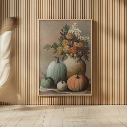 Harvest Still Life II by Julia Purinton. shown as over sized large wall art. Available as an archival giclee rolled canvas, fine art paper, or poster print. SKU 102414h.