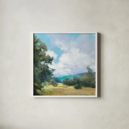 Hedgerow I by Julia Purinton. Shown in a crisp white glass frame for a clean and minimalist style. Available as an archival giclee rolled canvas, fine art paper, or poster print. SKU 12566a.