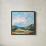 Hedgerow II by Julia Purinton. Shown in a sleek black glass frame for a contemporary gallery look. Available as an archival giclee rolled canvas, fine art paper, or poster print. SKU 12567a.