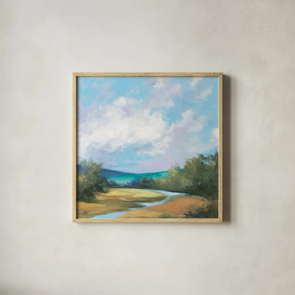 Hedgerow II by Julia Purinton. Shown in a natural wood glass frame for a timeless modern aesthetic. Available as an archival giclee rolled canvas, fine art paper, or poster print. SKU 12567a.