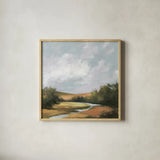 Hedgerow II Spice by Julia Purinton. Shown in a natural wood glass frame for a timeless modern aesthetic. Available as an archival giclee rolled canvas, fine art paper, or poster print. SKU 68086a.