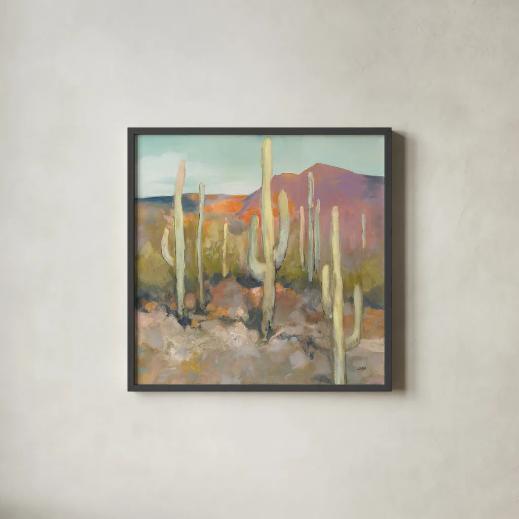High Desert I by Julia Purinton. Shown in a sleek black glass frame for a contemporary gallery look. Available as an archival giclee rolled canvas, fine art paper, or poster print. SKU 70529a.