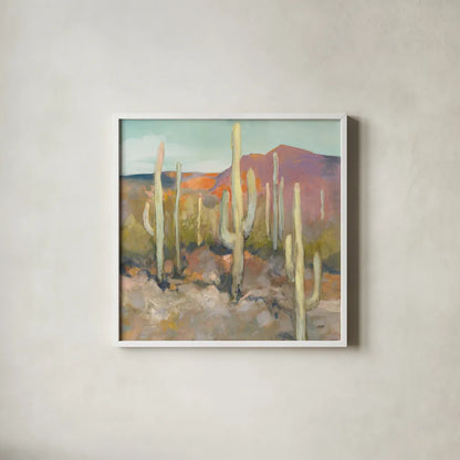 High Desert I by Julia Purinton. Shown in a crisp white glass frame for a clean and minimalist style. Available as an archival giclee rolled canvas, fine art paper, or poster print. SKU 70529a.