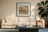 High Desert I by Julia Purinton. Displayed in a glass frame with matte in a clean modern living room. Available as an archival giclee rolled canvas, fine art paper, or poster print. SKU 70529a.