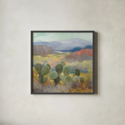 High Desert II by Julia Purinton. Shown in a sleek black glass frame for a contemporary gallery look. Available as an archival giclee rolled canvas, fine art paper, or poster print. SKU 70530a.