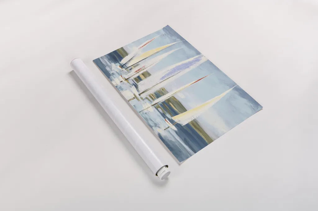 Horizon Blue by Julia Purinton. shown as a rolled paper print. Available as archival giclee rolled canvas, fine art paper, or poster print. SKU 50177i.