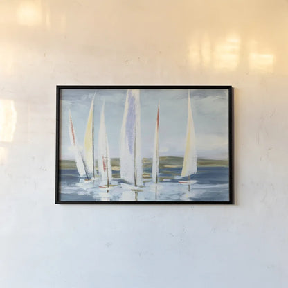 Horizon Blue by Julia Purinton. shown as a paper print in a black flame. Available as a archival giclee rolled canvas, fine art paper, or poster print. SKU 50177i.