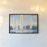 Horizon with Red by Julia Purinton. shown as a paper print in a black flame. Available as a archival giclee rolled canvas, fine art paper, or poster print. SKU 47776i.