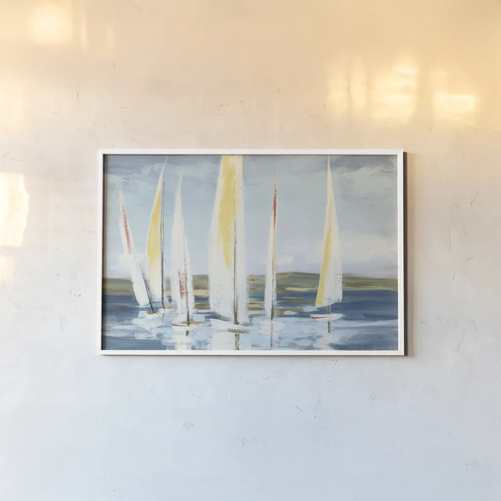 Horizon with Red by Julia Purinton. shown as a paper print in a white frame. Available as a archival giclee rolled canvas, fine art paper, or poster print. SKU 47776i.