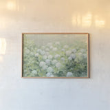 Hydrangea Lane Crop by Julia Purinton. shown as a paper print in a natural frame. Available as a archival giclee rolled canvas, fine art paper, or poster print. SKU 39363i.