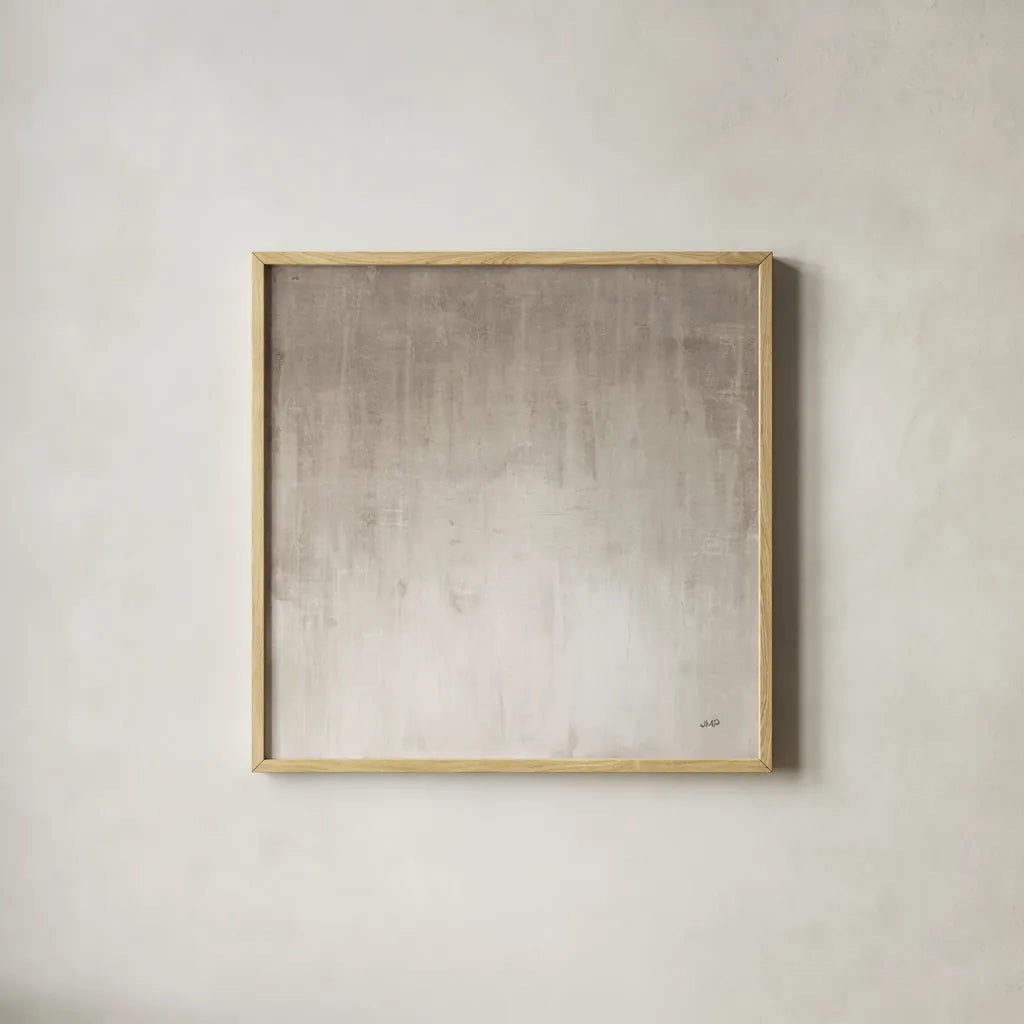 Into the Blue I Neutral by Julia Purinton. Shown in a natural wood glass frame for a timeless modern aesthetic. Available as an archival giclee rolled canvas, fine art paper, or poster print. SKU 81059a.