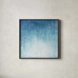 Into the Blue II by Julia Purinton. Shown in a sleek black glass frame for a contemporary gallery look. Available as an archival giclee rolled canvas, fine art paper, or poster print. SKU 73767a.
