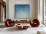 Into the Blue II by Julia Purinton. Shown as extra-large giant wall art in a modern living room. Available as an archival giclee rolled canvas, fine art paper, or poster print. SKU 73767a.
