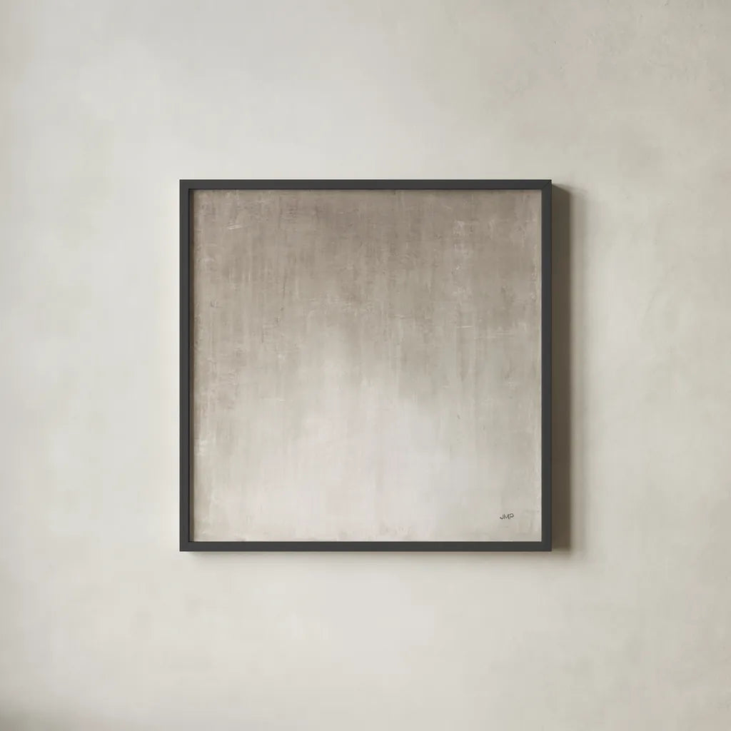 Into the Blue II Neutral by Julia Purinton. Shown in a sleek black glass frame for a contemporary gallery look. Available as an archival giclee rolled canvas, fine art paper, or poster print. SKU 81060a.