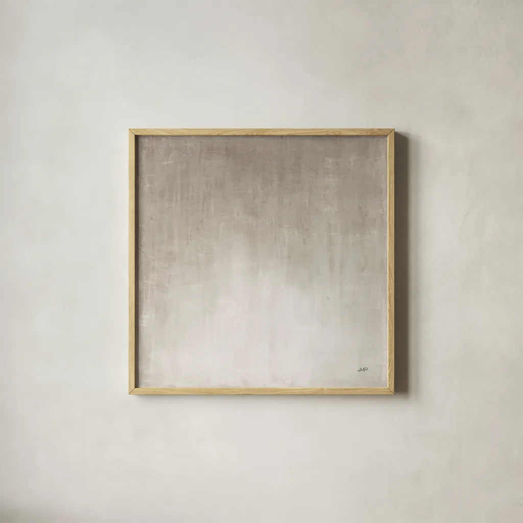 Into the Blue II Neutral by Julia Purinton. Shown in a natural wood glass frame for a timeless modern aesthetic. Available as an archival giclee rolled canvas, fine art paper, or poster print. SKU 81060a.