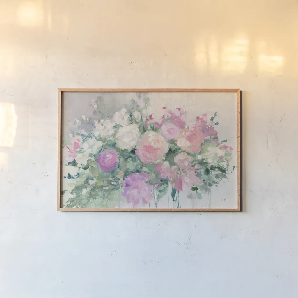 June Abundance I by Julia Purinton. shown as a paper print in a natural frame. Available as a archival giclee rolled canvas, fine art paper, or poster print. SKU 43033i.