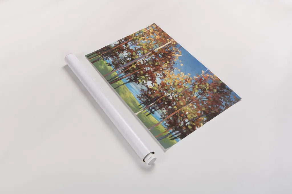 Kaleidoscope Bright Blue by Julia Purinton. shown as a rolled paper print. Available as archival giclee rolled canvas, fine art paper, or poster print. SKU 37739i.