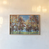 Kaleidoscope Bright Blue by Julia Purinton. shown as a paper print in a natural frame. Available as a archival giclee rolled canvas, fine art paper, or poster print. SKU 37739i.